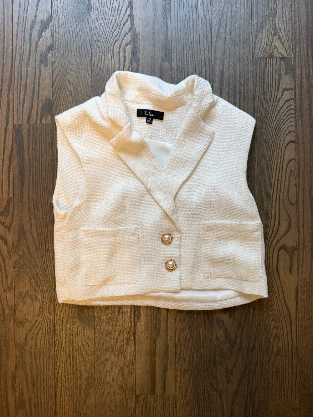 Lulu's Cream Textured Cropped Vest XS